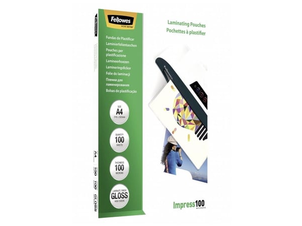 Fellowes Laminating Pouches - 100 mikroner - 100-pack - 216 x 303 mm lamineringspunger
