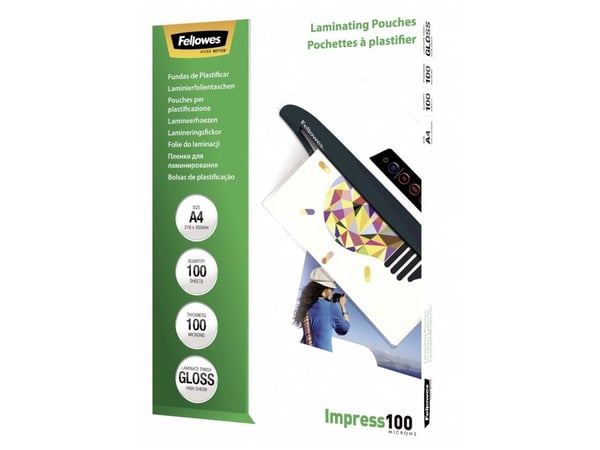 Fellowes Laminating Pouches - 100 mikroner - 100-pack - 216 x 303 mm lamineringspunger