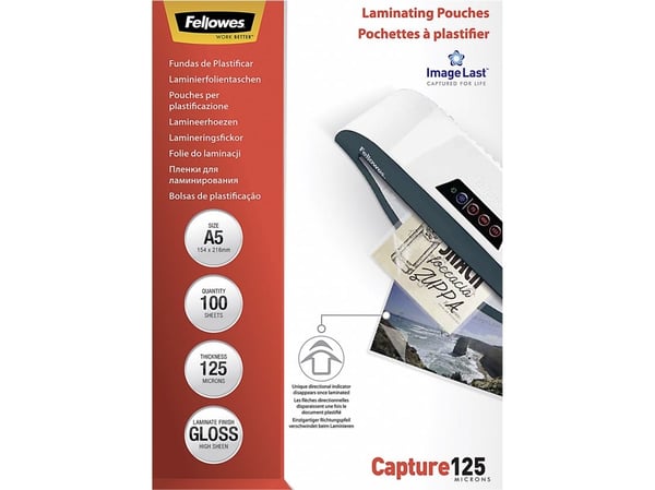 Lamineringslommer Fellowes A5 125 micron 154x216mm (100 stk.)