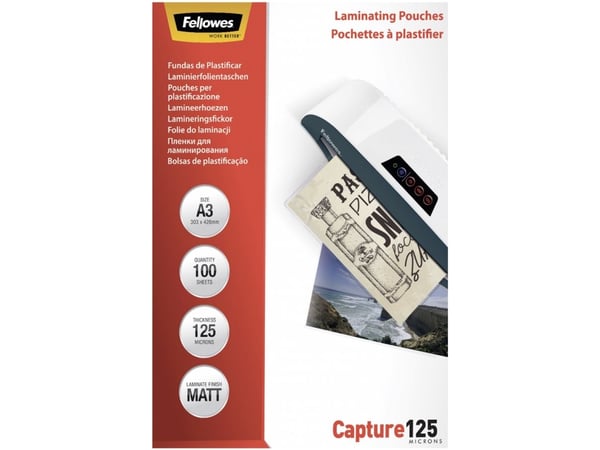 Fellowes - 125 mikroner - 100-pack - matt - A3 (297 x 420 mm) lamineringspunger