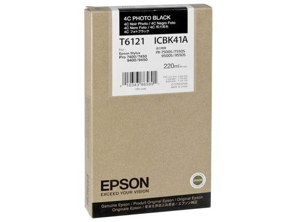 Epson T6121 - 220 ml - fotosort - original - blekkpatron - for Stylus Pro 7400, Pro 7450, Pro 9400, Pro 9450