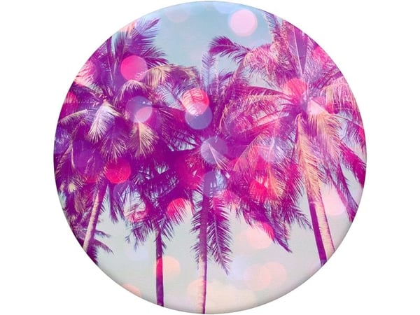PopSockets Swappable PopGrip - Fingergrep/stativ for mobiltelefon - Venice Beach - gulaktig hvit, pastellpalmer med solflekker