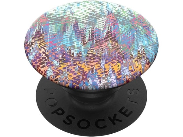 PopSockets Swappable PopGrip - Fingergrep/stativ for mobiltelefon - Chimera - svart, abstrakt bikakemønster