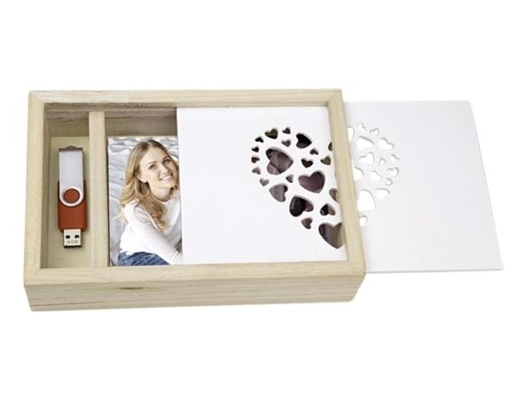 ZEP LOVE BOX USB, Lager boks, Hvit, Tre, Rektangulær, Tre, Monokromatisk, 275 mm