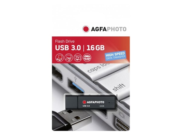 AgfaPhoto 10569, 16 GB, USB A-tyyppi, 3.2 Gen 1 (3.1 Gen 1), Suojus, Musta