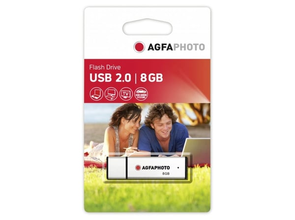 AgfaPhoto 8GB Drive, 8 GB, USB A-tyyppi, 2.0, Suojus, Harmaa