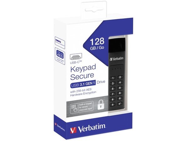USB Verbatim 3.0 Keypad Secure Drive 128 GB USB-C