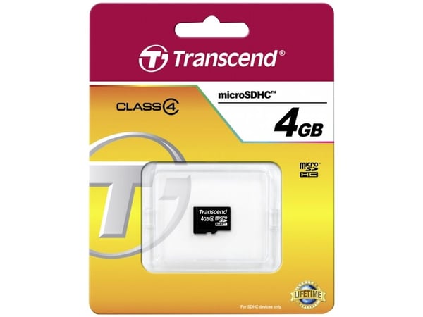 Transcend - Flashminnekort - 4 GB - Class 4 - microSDHC