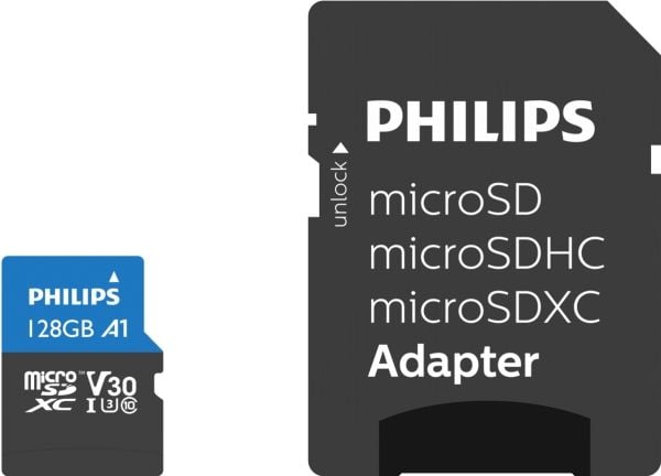 Philips FM12MP65B, 128 GB, MicroSDXC, Luokka 10, UHS-I, Class 3 (U3), V30