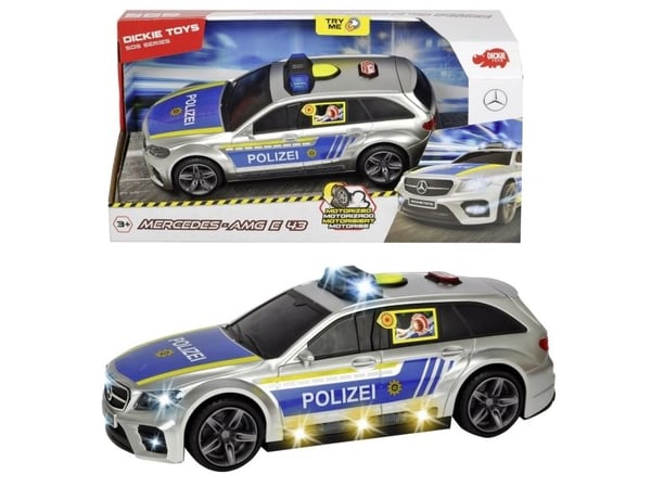 Dickie Toys Mercedes Benz E43 AMG Police, Bil, Police, 3 år, Sort, Blå, Sølv, Gult