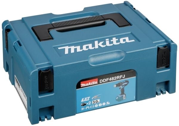 Makita DDF482RFJ - Drill/driver - trådløs - 2 hastigheter - nøkkelfri borhylse 13 mm - 62 N·m - 2 batterier - 18 V