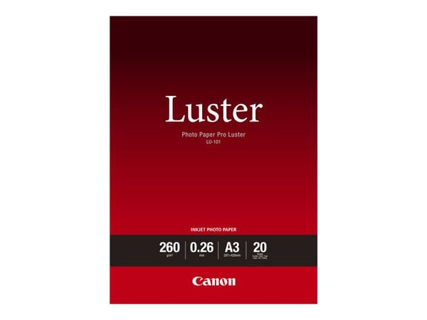 Canon Photo Paper Pro Luster LU-101 - Glans - 260 mikroner - A3 (297 x 420 mm) - 260 g/m² - 20 ark fotopapir - for PIXMA PRO-1, PRO-10, PRO-100