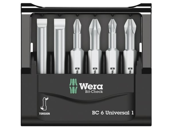Wera Bit-Check, 6 kpl, Phillips, Star ruuvimeisseli, avaus, PH 1,PH 2, PZ 1,PZ 2