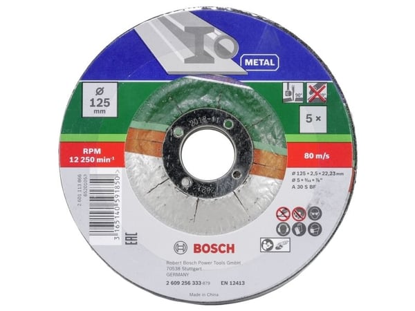 Bosch A 30 S BF - Skjæreskivesett - for ferrous metal - 5 deler - 125 mm - for UniversalGrind 18V-75