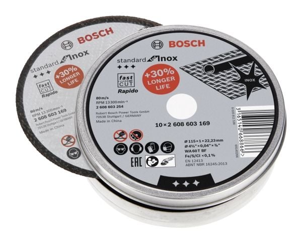 Bosch Standard for INOX Rapido - Skjæreplate - for inox steel - 10 deler - 115 mm