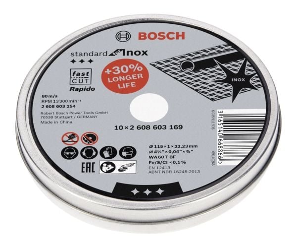 Bosch Standard for INOX Rapido - Skjæreplate - for inox steel - 10 deler - 115 mm