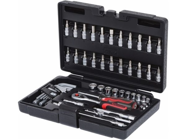 KS Tools 911.0651, Støpselsett, 1/4", 51 hoder, Kromvanadiumstål, 1,35 kg