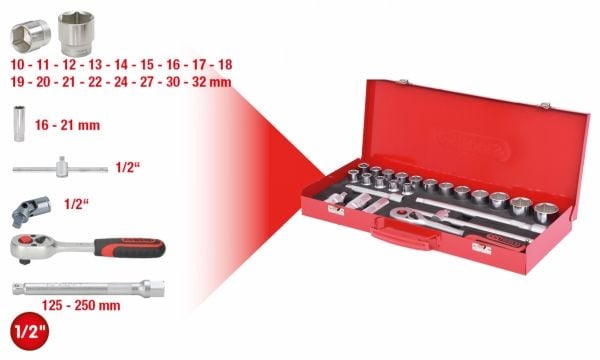 KS Tools 917.4024, Hylssats, 1/2", 24 huvuden, Kromvanadinstål, 5 kg