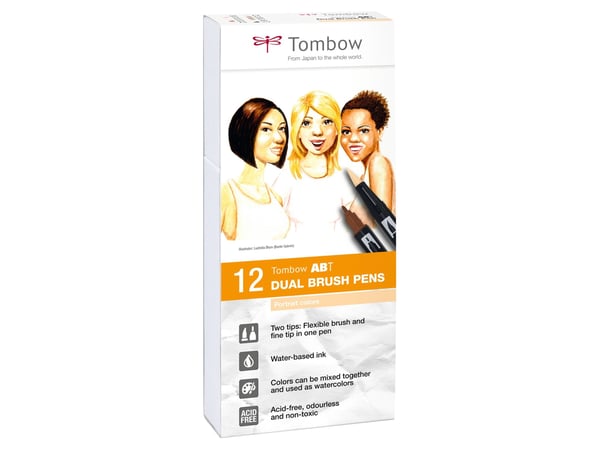 Marker Tombow ABT Dual Brush 12P-4 Portrait colours (12 stk.)