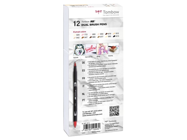 Marker Tombow ABT Dual Brush 12P-4 Portrait colours (12 stk.)