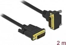 Delock - DVI-kabel - dobbeltlenke - DVI-D (hann) vinklet til DVI-D (hann) - 2 m - tommelskruer - svart
