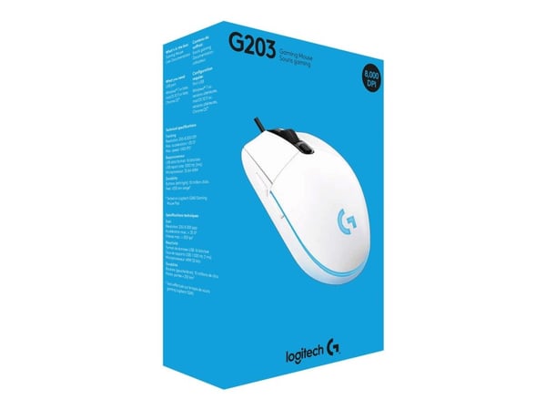 Logitech Gaming Mouse G203 LIGHTSYNC - Mus - optisk - 6 knapper - kablet - USB - hvit