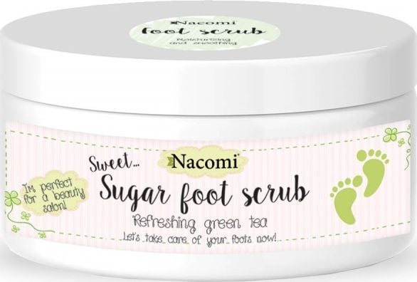 NACOMI uppfriskande grönt te sockerpeeling för fötter 125 g