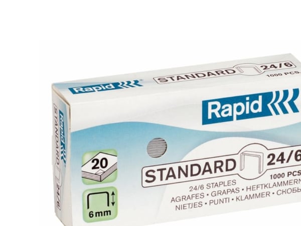 Rapid Standart - Stifter - 24/6 - 6 mm - forsinket - pakke av 1000 - for Rapid F16; Economy 20EX; Fashion F10, F15, FM32; Supreme S17, S27, S30