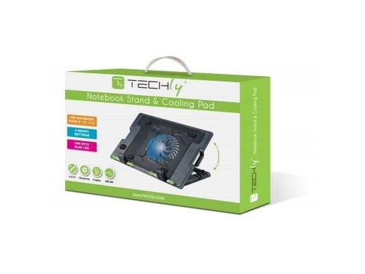 Techly ICOOL-CP12TY, 43,9 cm (17.3"), 1 stykker, 14 cm, 1400 RPM, 6,5 - 45°, Sort