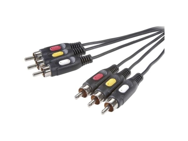 SpeaKa Professional SP-7869868, 10 m, 3 x RCA, 3 x RCA, Hankjønn, Hankjønn, Svart