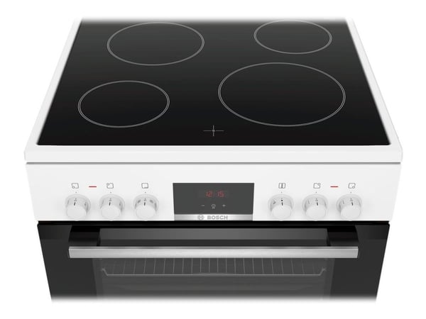 Bosch Serie 4 HKN31A020U, Vapaasti seisova liesi, Valkoinen, Rotaatio, Valkoinen, Yläosa edessä, Metalli