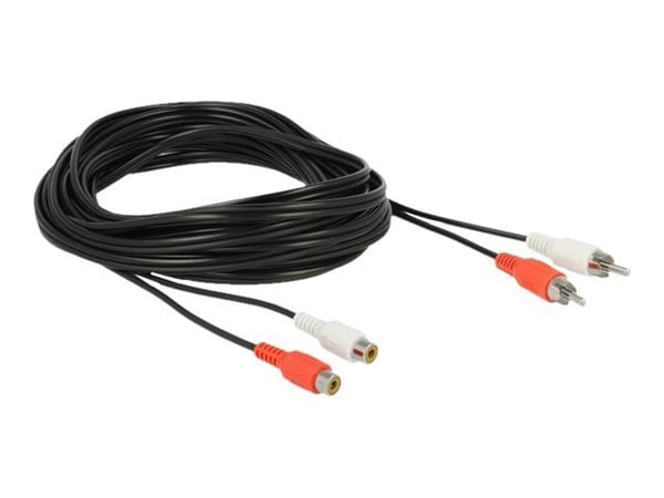 Delock - Lydforlengelseskabel - RCA hann til RCA hunn - 5 m - svart