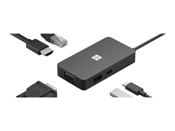 Microsoft USB-C Travel Hub - Dokkingstasjon - USB-C - VGA, HDMI - 1GbE - kommersiell