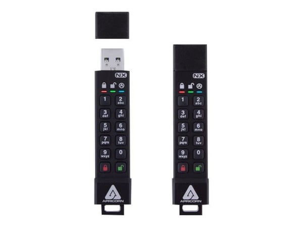 Apricorn Aegis Secure Key 3NX - USB-flashstasjon - kryptert - FIPS 140-2 Level 3 - 8 GB - USB 3.1 Gen 1