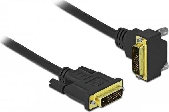 Delock - DVI-kabel - dobbeltlenke - DVI-D (hann) vinklet til DVI-D (hann) - 3 m - tommelskruer - svart