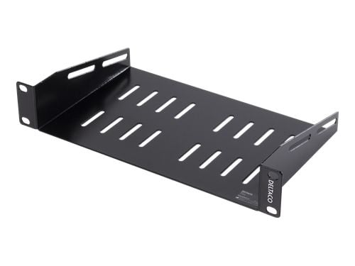 DELTACO - Hylla för rack - 136 mm deep - svart RAL9004 - 1U - 10"