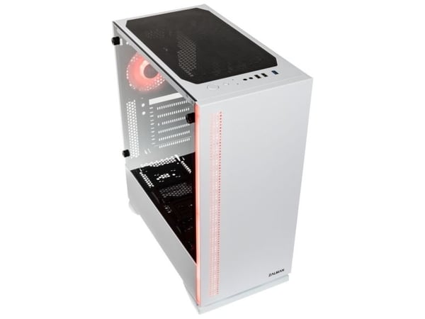 Zalman S5 WHITE, Midi Tower, PC, Hvit, ATX, Micro ATX, Mini-ITX, Plast, Stål, Herdet glass, Blå, Grønn, Rød