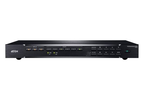 ATEN VP2730 7 x 3 Seamless Presentation Matrix Switch with Scaler, Streaming, Audio Mixer, and HDBaseT - Video/audio switch - Styrt - stasjonær - A...