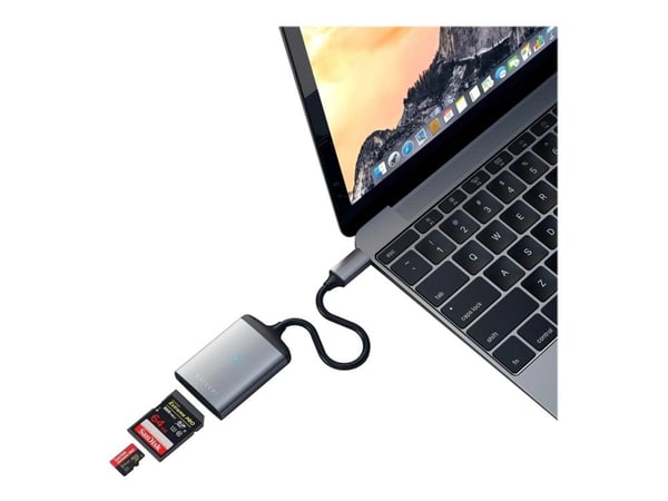 Satechi Aluminum ST-TCU3CRM - Kortinlukija (SD, microSD, SDHC, SDXC, SDHC UHS-II, microSDXC UHS-II) - USB-C