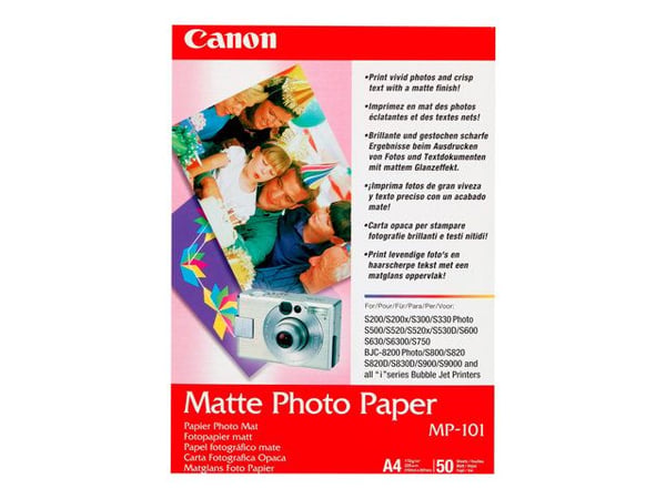 Canon MP-101 - Matt - A4 (210 x 297 mm) 50 ark fotopapir - for PIXMA iP90, iX7000, MG8250, MP490, MP550, MP560, MP960, MX330, PRO-1, PRO-10, 100, T...