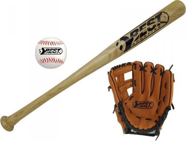 Best Sporting basebollset med slagträ, bollar och handske Best Sporting basebollset med slagträ, bollar och handske