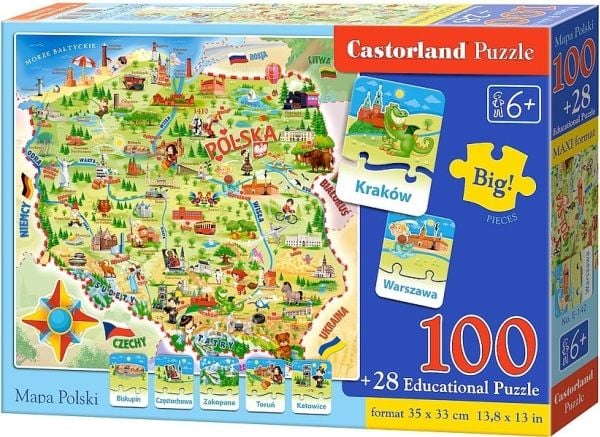 Castorland Electric 142 puslespill 100 brikker - Polens kart 100 Plus