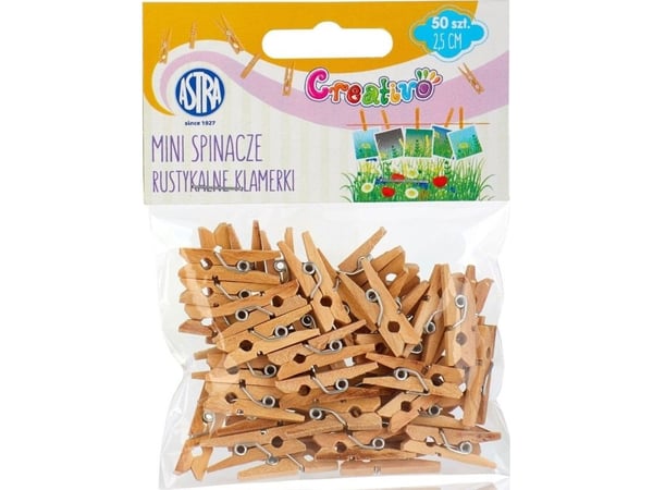 Mini träklämmor 50 st rustika klädnypor ASTRA