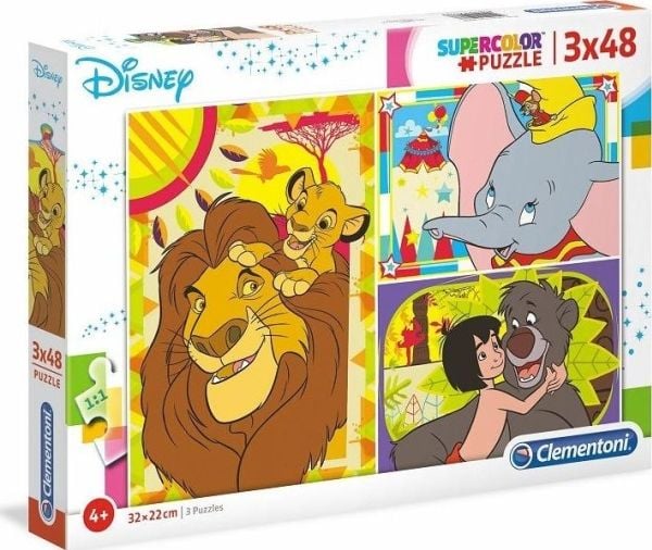 Clementoni Puzzle 3x48 Super väri Disney klassikko