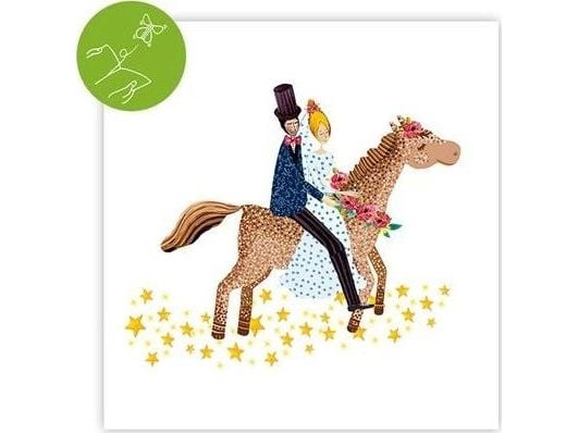 Firkantet kort med overraskelse, Wedding Horse Firkantet kort med overraskelse, Wedding Horse