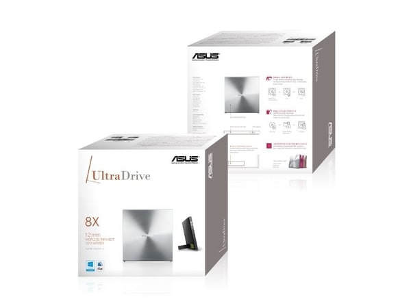 ASUS SDRW-08U5S-U - Platestasjon - DVD±RW (±R DL) / DVD-RAM - 8x/8x/5x - USB 2.0 - ekstern - sølv