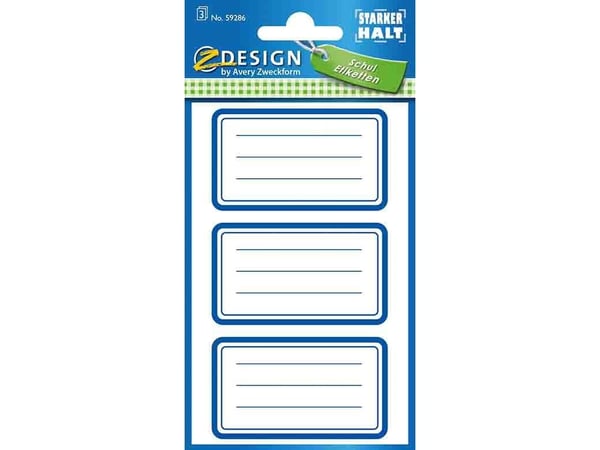 Avery 59286, Hvit, Avrundet rektangel, Permanent, Blått på hvitt, Papir, 7,6 cm