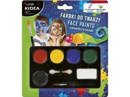 Ansiktsmaling 3,4 g x 6 farger KIDEA DERFORM