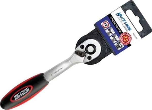 Dedra räikkä 1/4"", 72T, CRV 6140, taivutettu kaksitahoinen kahva