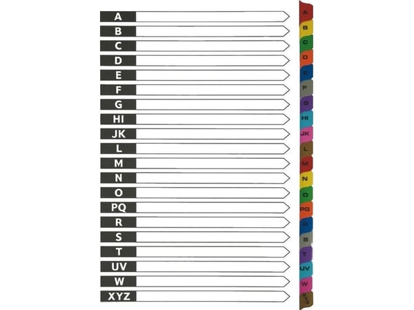 Indekseringsfaner A-Z papp laminert D.RECT
